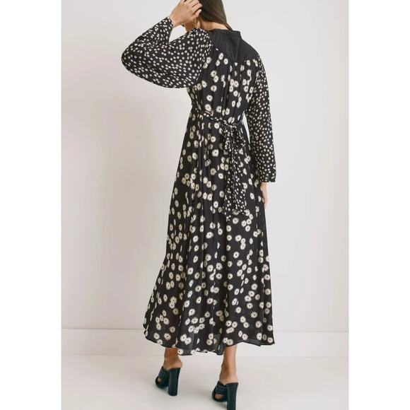 Rixo Black Floral Midi Peasant Dress SMALL Cottage Retro 70s Boho Designer $400 - Picture 3 of 12